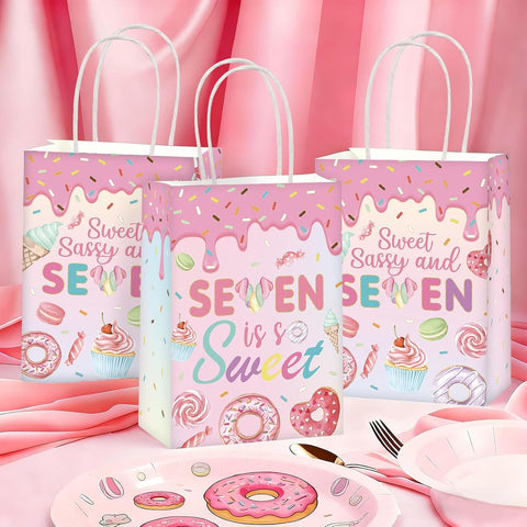 16Pcs Sweet Sassy 7 Birthday Goodie Bags Donut - Grencian