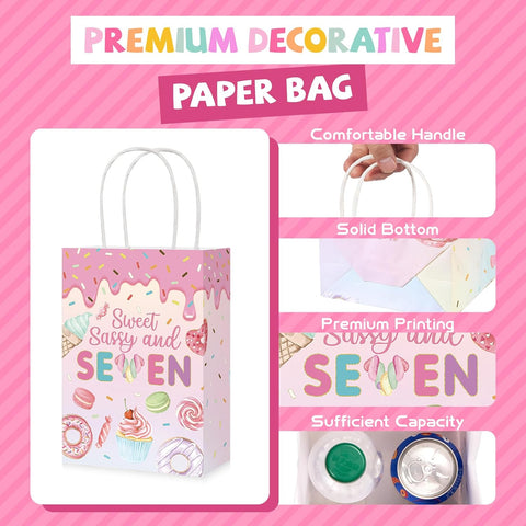 16Pcs Sweet Sassy 7 Birthday Goodie Bags Donut - Grencian