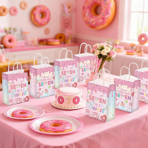 16Pcs Sweet Sassy 7 Birthday Goodie Bags Donut - Grencian