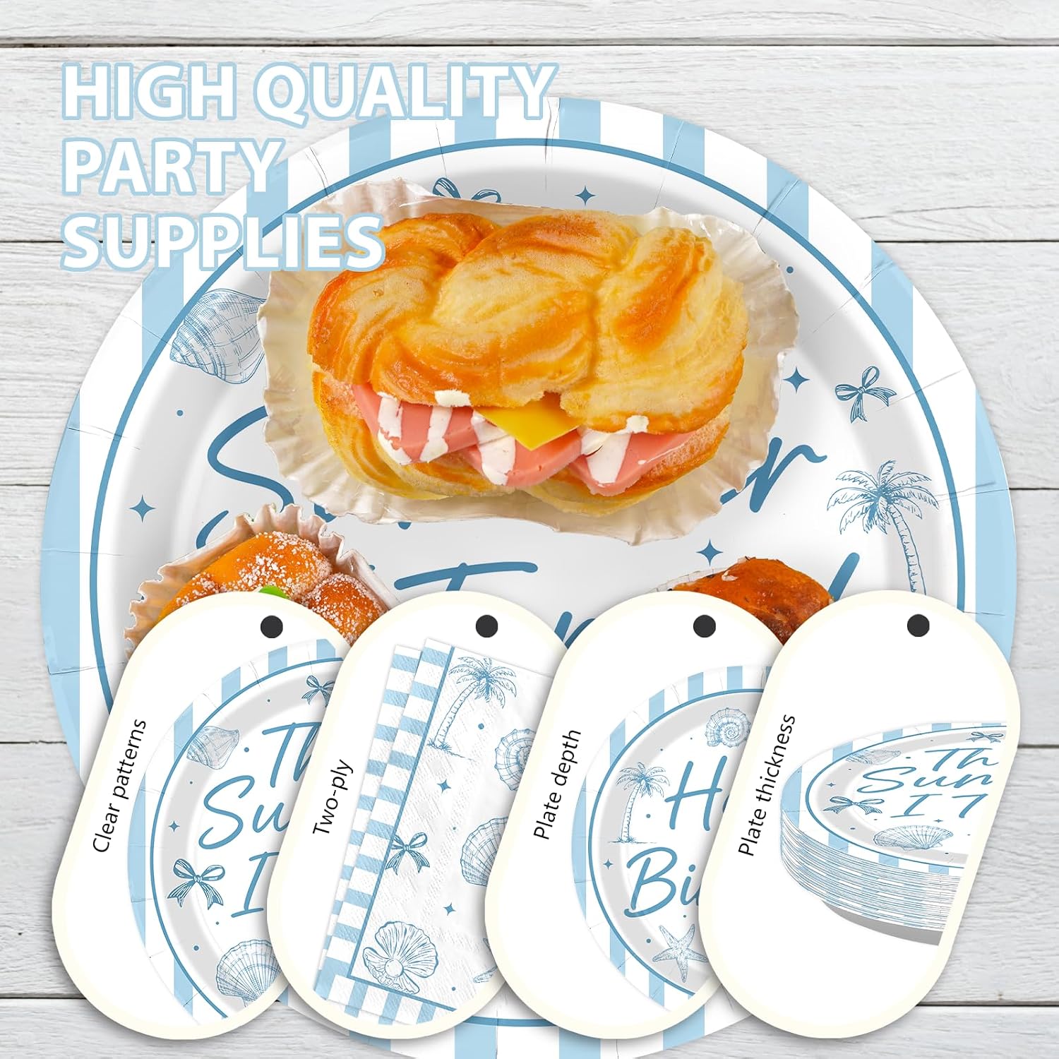 168Pcs Summer Seashell Birthday Party Supplies Serves 24 - Grencian