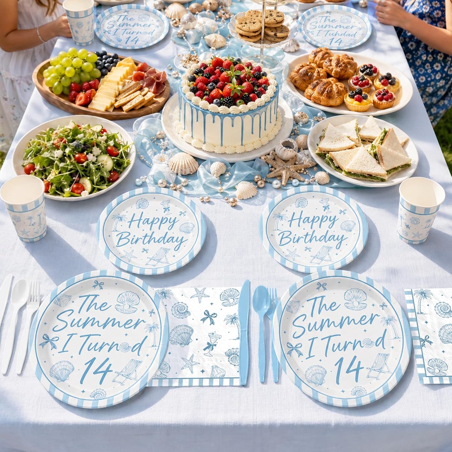 168Pcs Summer Seashell Birthday Party Supplies Serves 24 - Grencian
