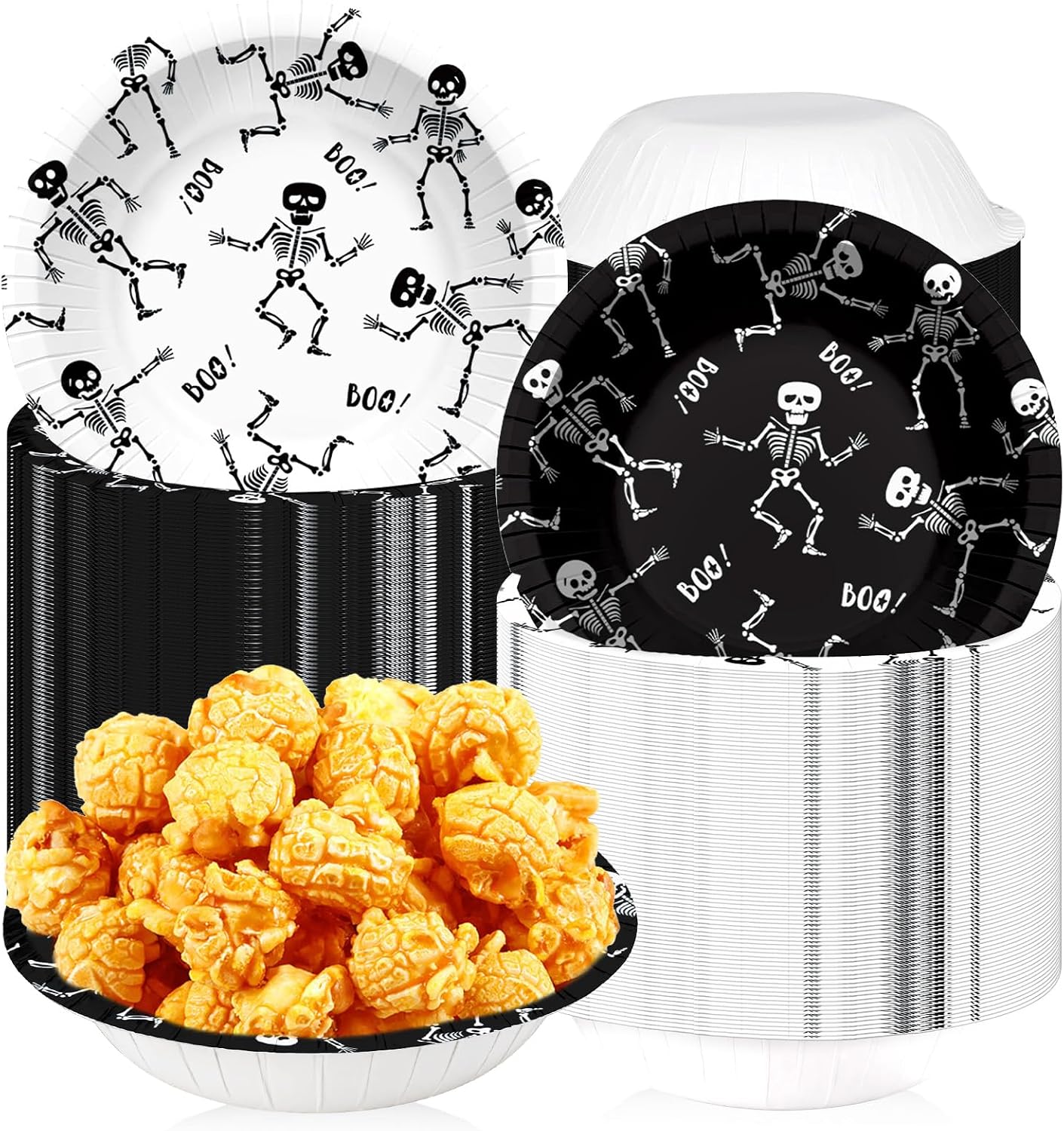 Grencian 50Pcs 12oz Halloween skeleton paper bowls