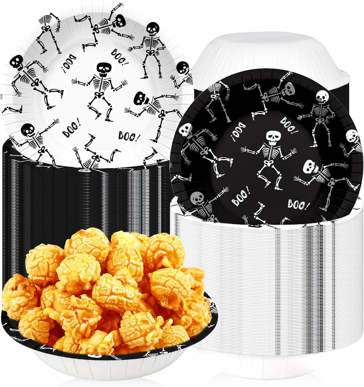 Grencian 50Pcs 12oz Halloween skeleton paper bowls