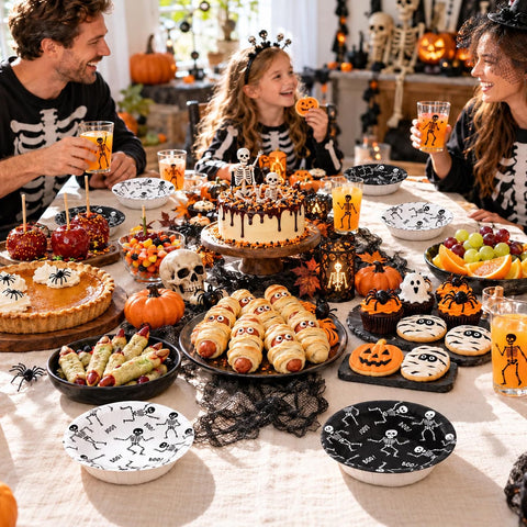 Party scene using the dancing skeleton bowls