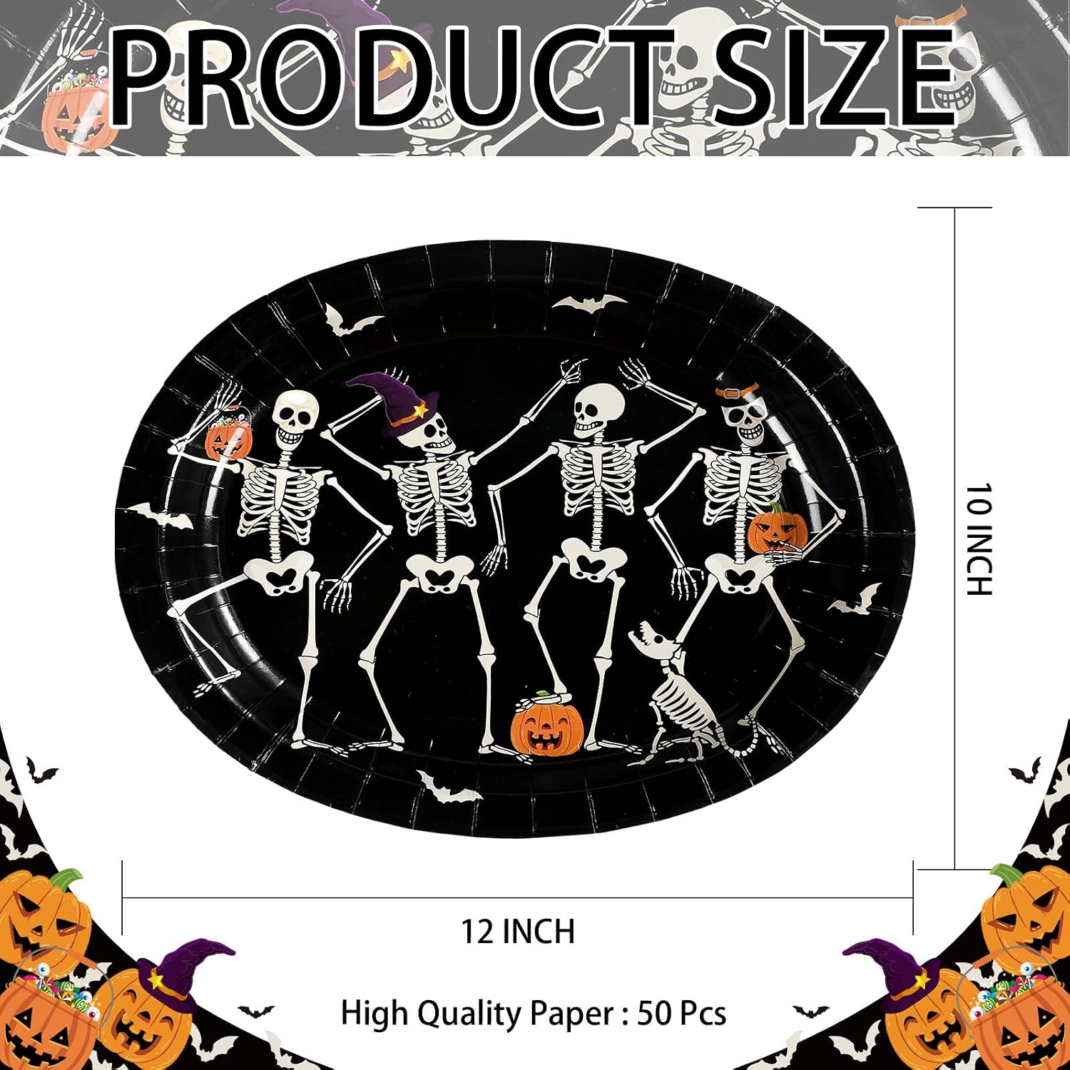 Full 50 piece dancing skeleton oval plate set