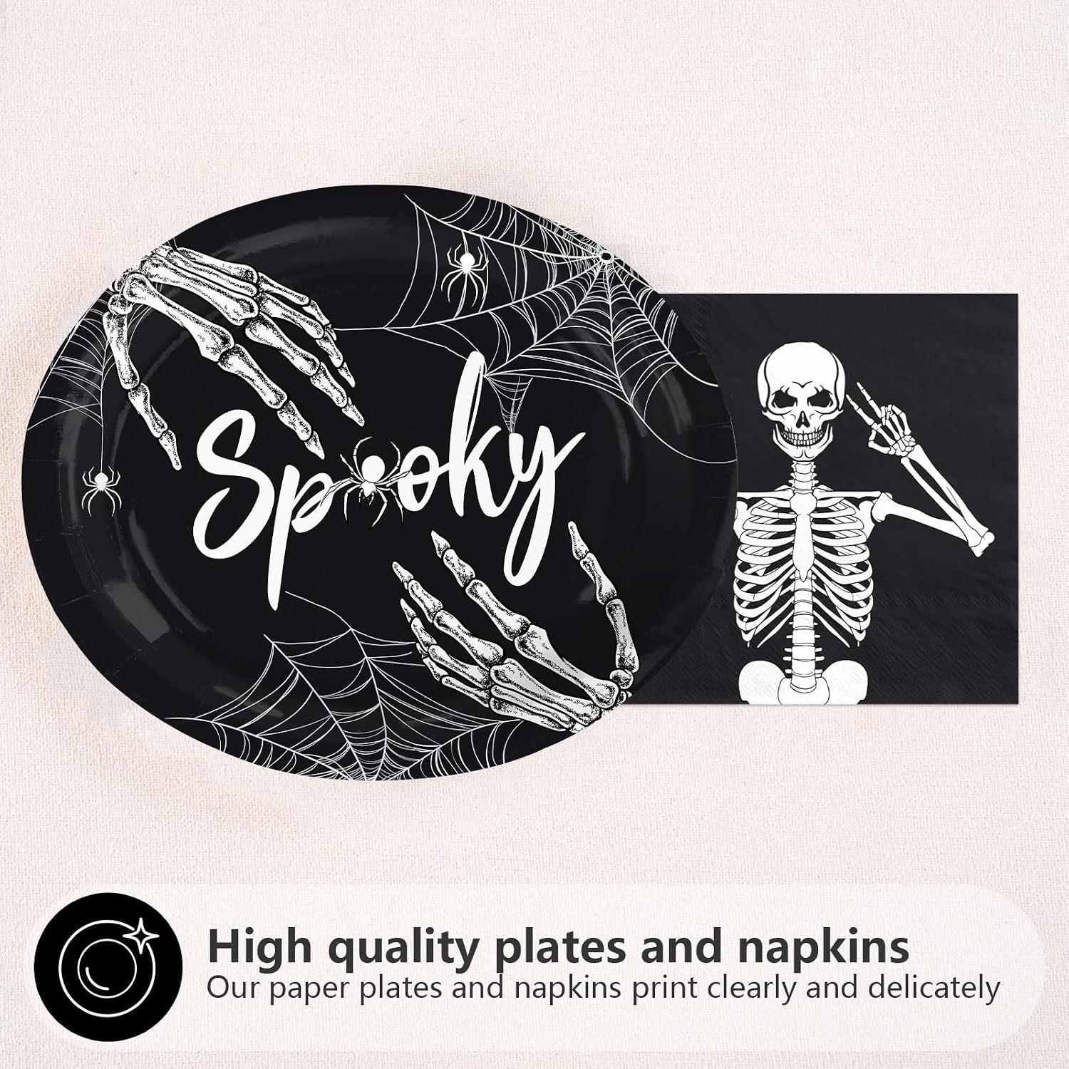 Full 50 piece vintage skeleton plate and napkin set