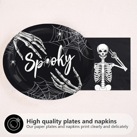 Full 50 piece vintage skeleton plate and napkin set