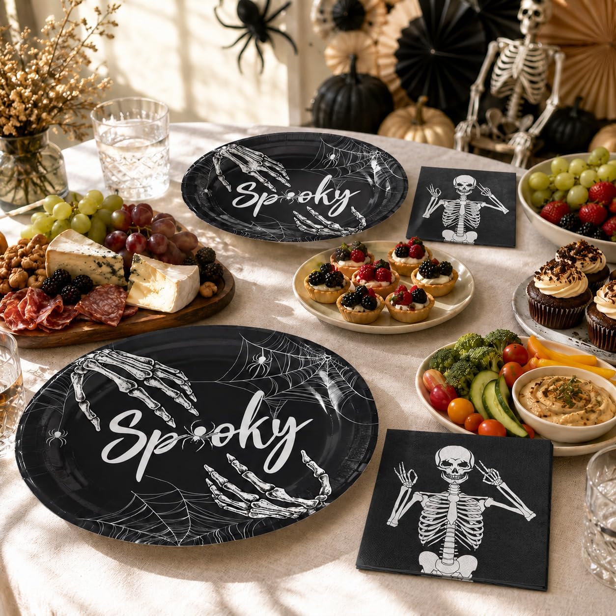 Halloween dinner using the oval skeleton tableware