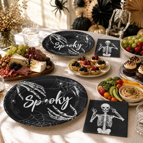 Halloween dinner using the oval skeleton tableware