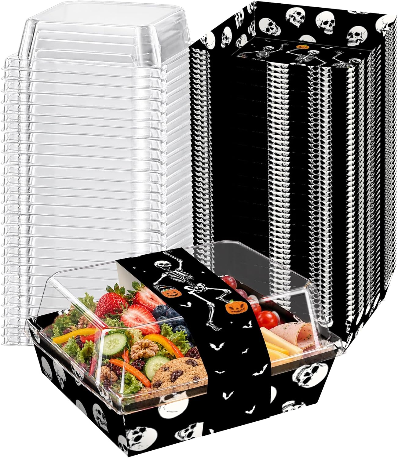 Grencian 50Pcs Halloween Skeleton Charcuterie Treat Boxes