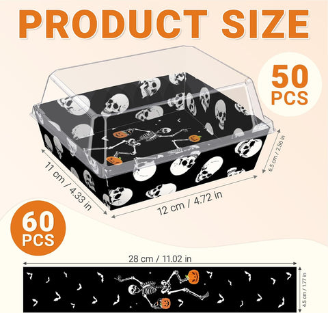 Full set of 50 skeleton charcuterie treat boxes with lids