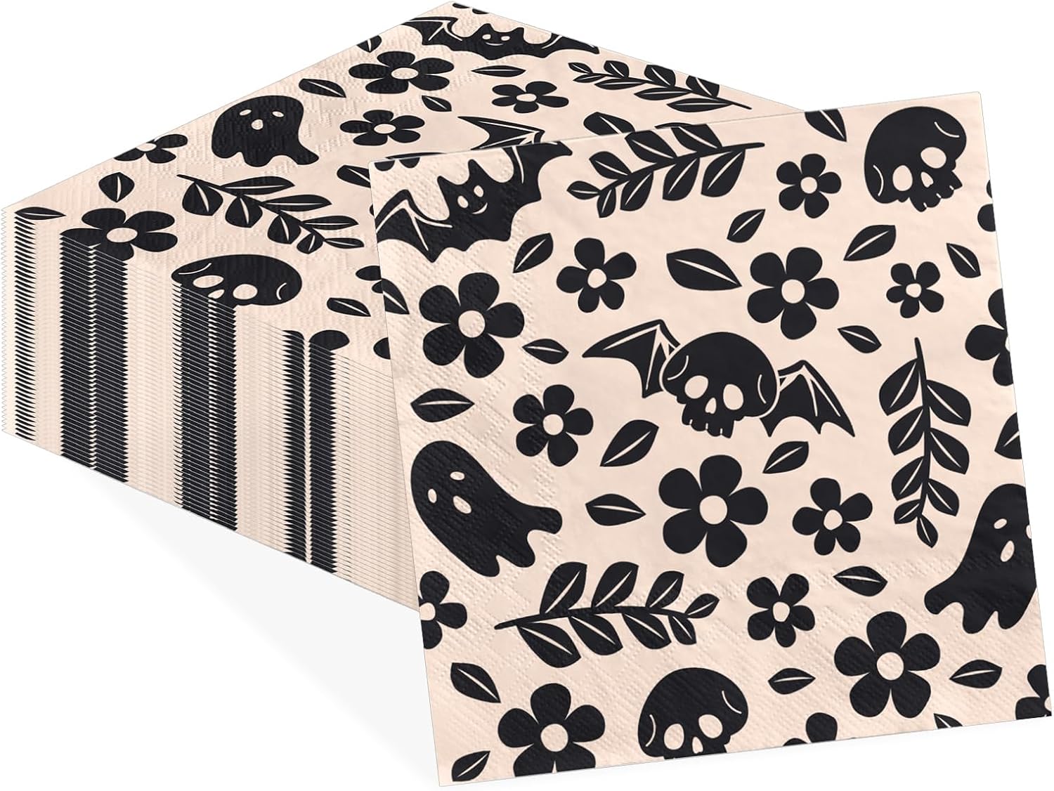 Grencian 50Pcs Halloween skeleton cocktail napkins 5x5 inch