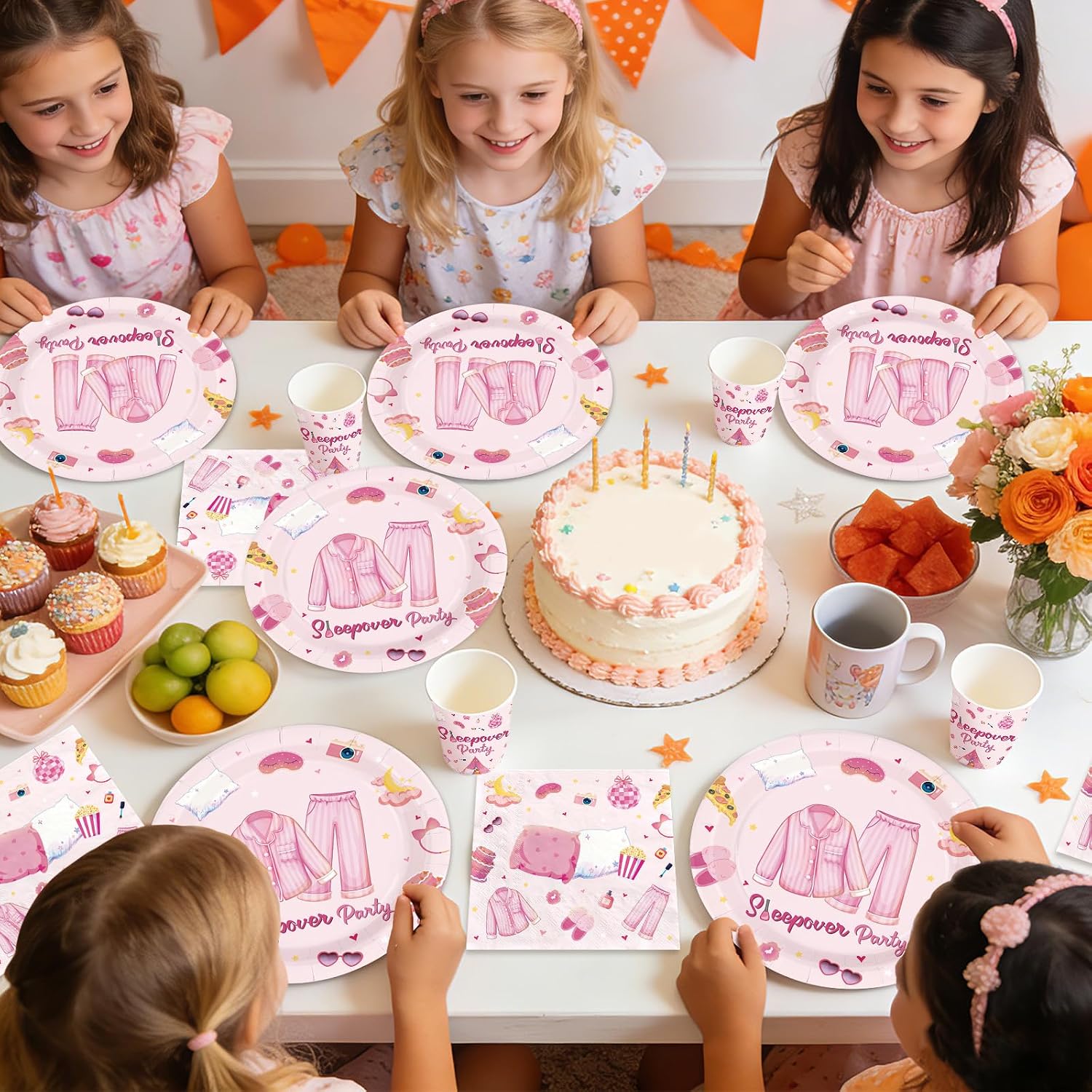 144Pcs Sleepover Pajama Birthday Party Supplies Serves 24 - Grencian