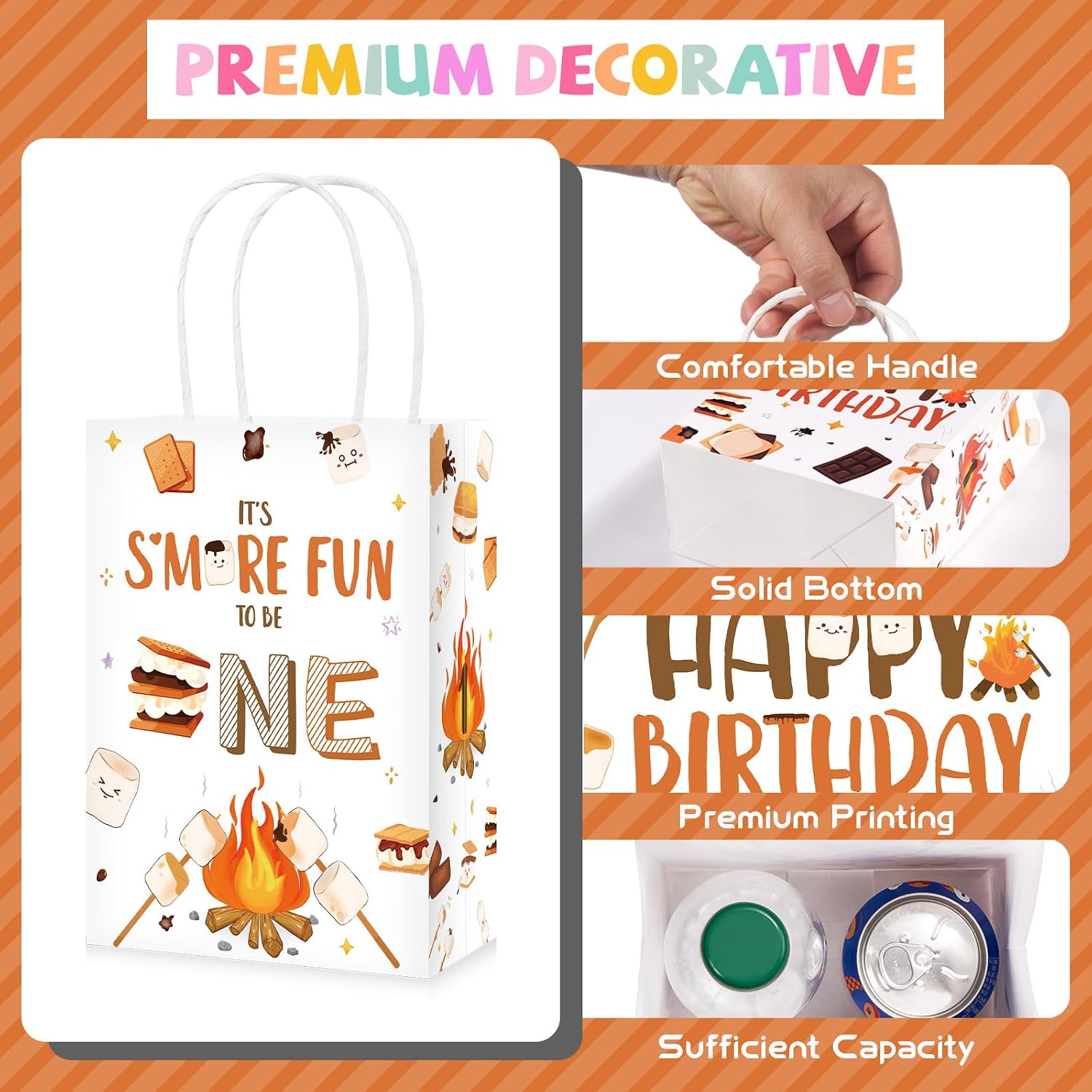 16Pcs Smore 1st Birthday Goodie Bags Bonfire Camping - Grencian