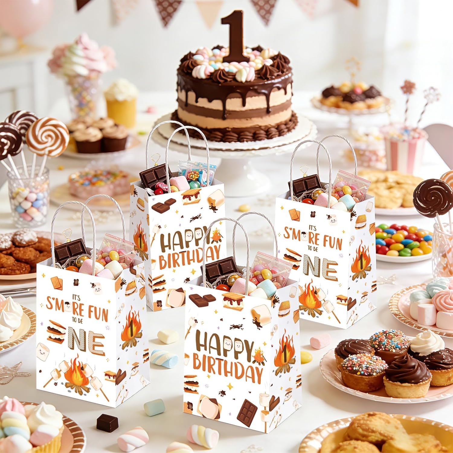 16Pcs Smore 1st Birthday Goodie Bags Bonfire Camping - Grencian