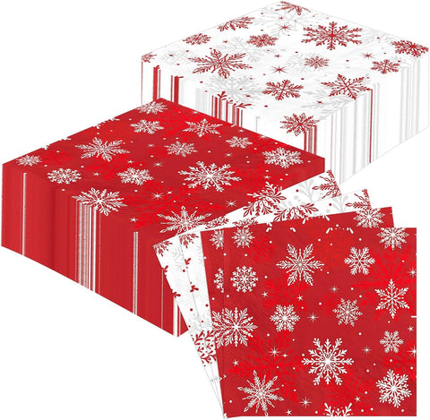 100Pcs Christmas Snowflake Dinner Napkins 3 Ply - Grencian