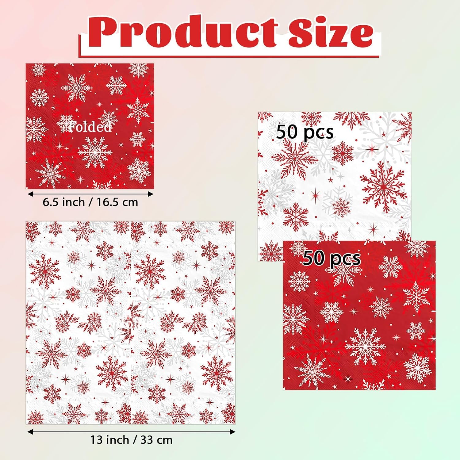 100Pcs Christmas Snowflake Dinner Napkins 3 Ply - Grencian