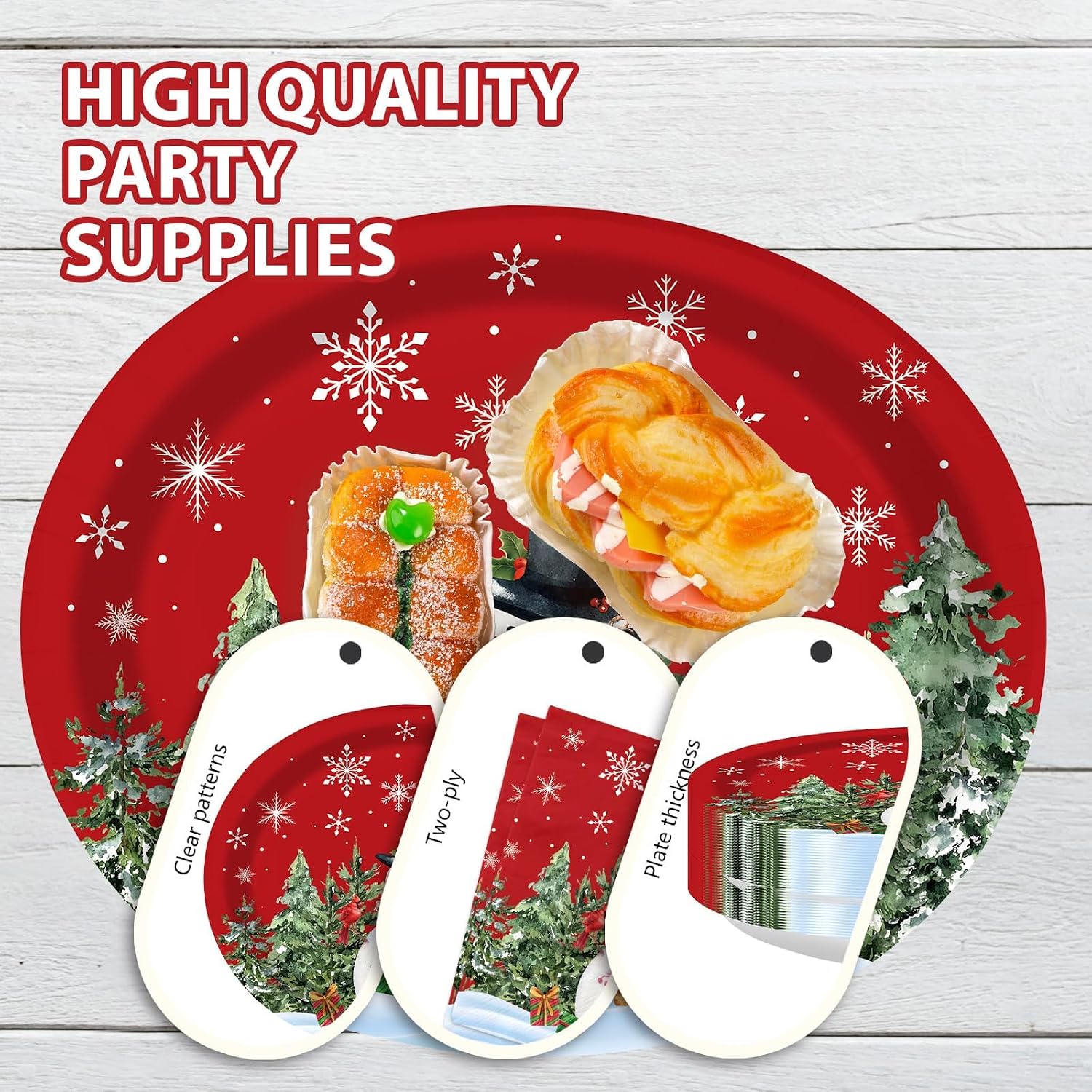 50Pcs Snowman Oval Plates and Napkins Set 10x12 - Grencian
