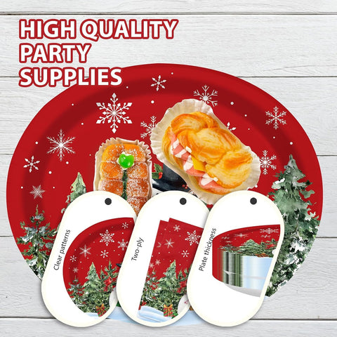 50Pcs Snowman Oval Plates and Napkins Set 10x12 - Grencian
