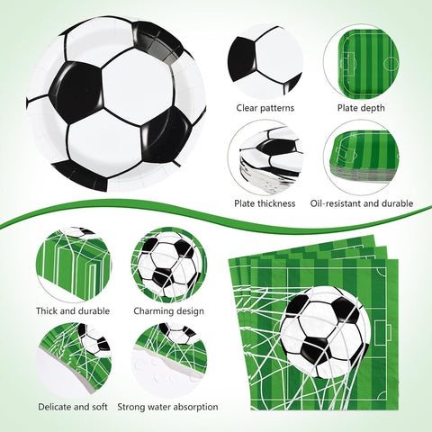 170Pcs Soccer Sports Party Decorations Serves 24 - Grencian