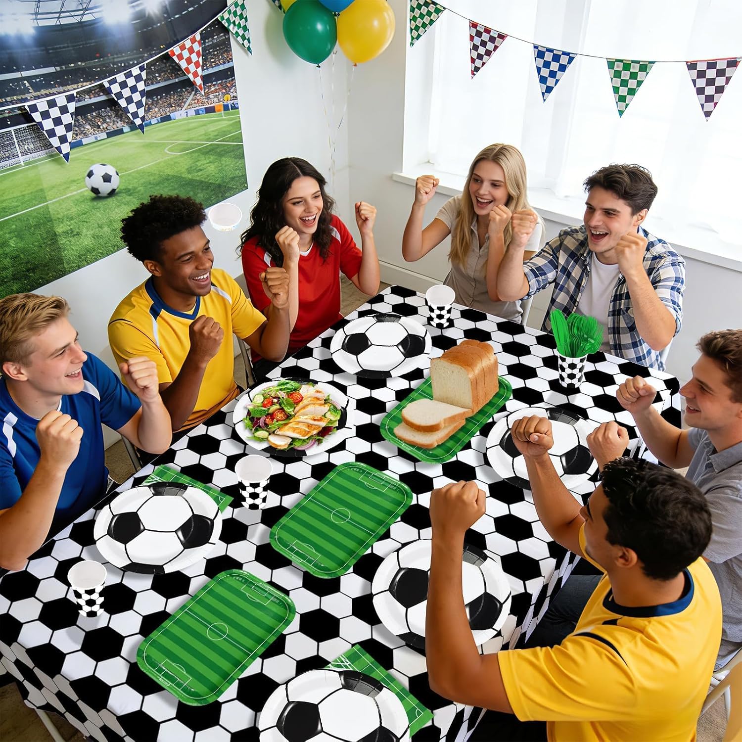 170Pcs Soccer Sports Party Decorations Serves 24 - Grencian
