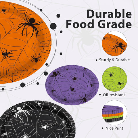 Four spider web oval plate designs flat lay