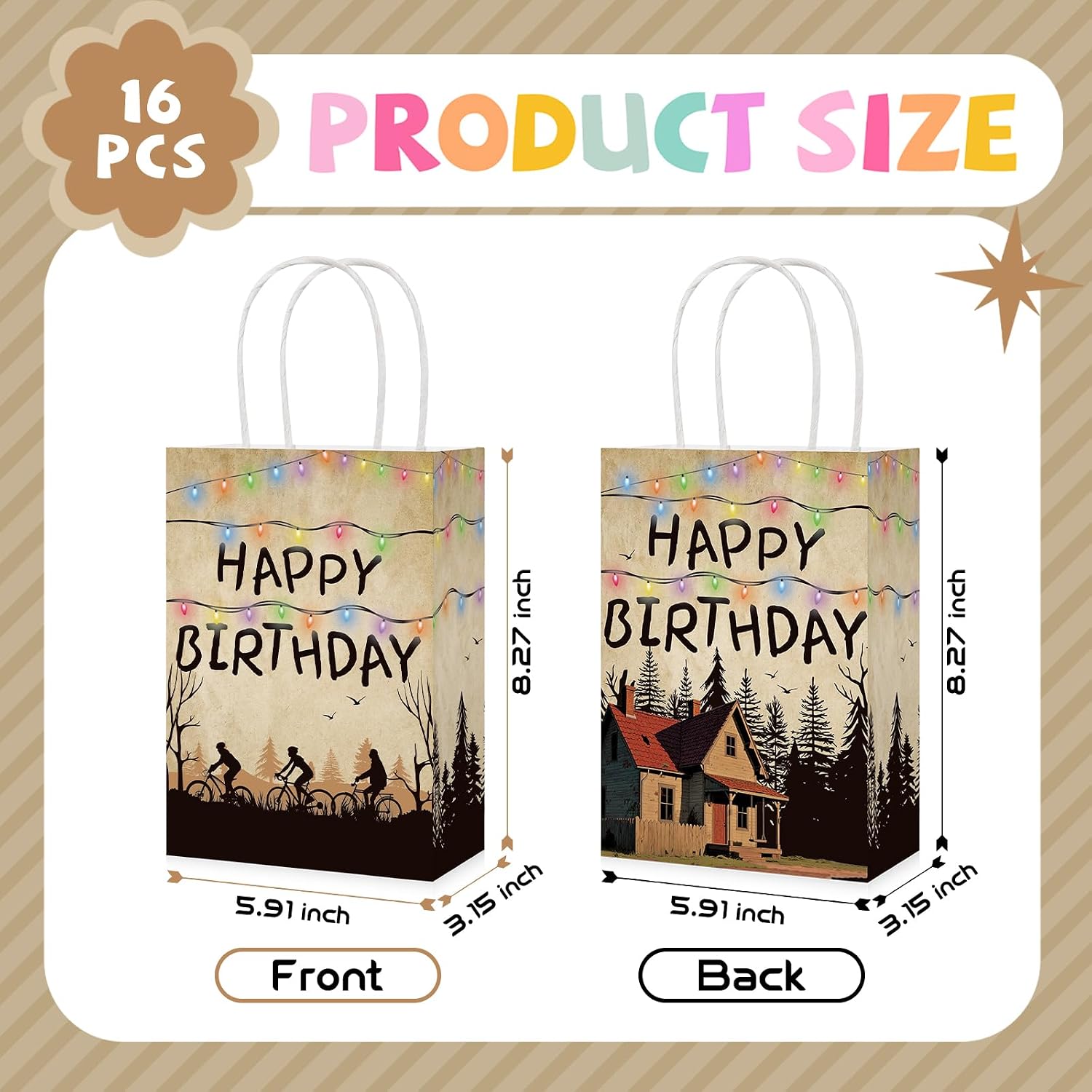16Pcs Spooky Rustic Alphabet Goodie Bags Halloween - Grencian