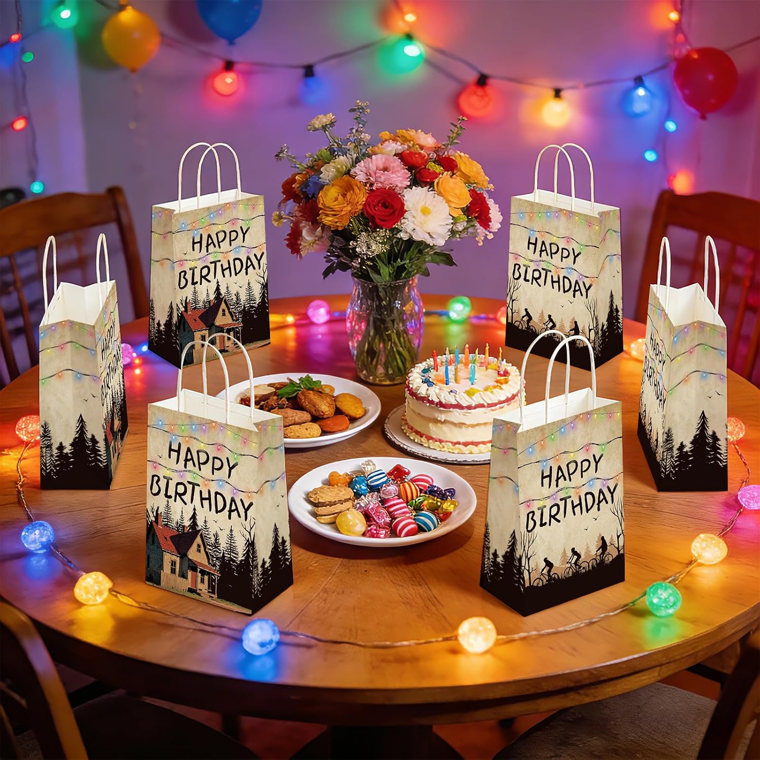 16Pcs Spooky Rustic Alphabet Goodie Bags Halloween - Grencian