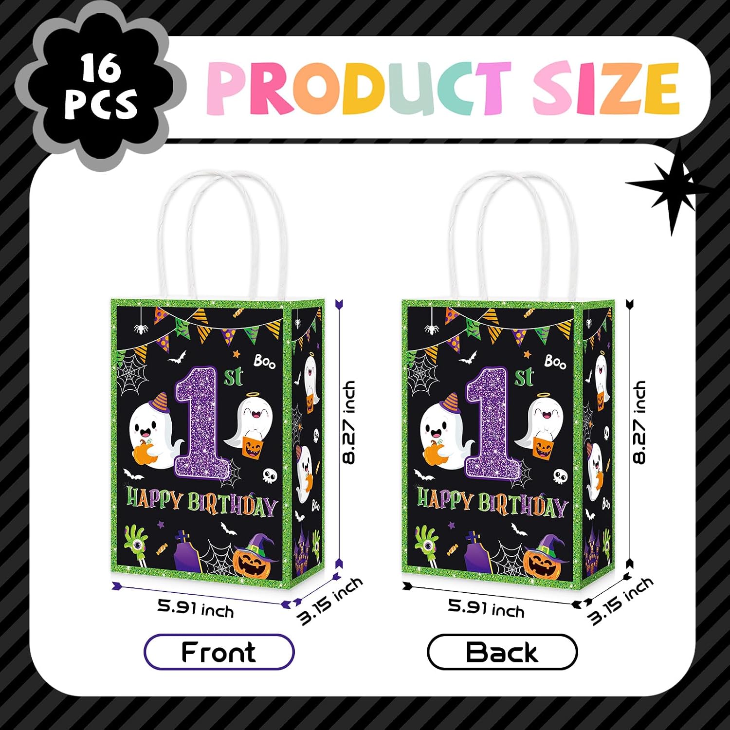 16Pcs Spooky One Halloween 1st Birthday Favor Bags - Grencian