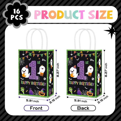 16Pcs Spooky One Halloween 1st Birthday Favor Bags - Grencian