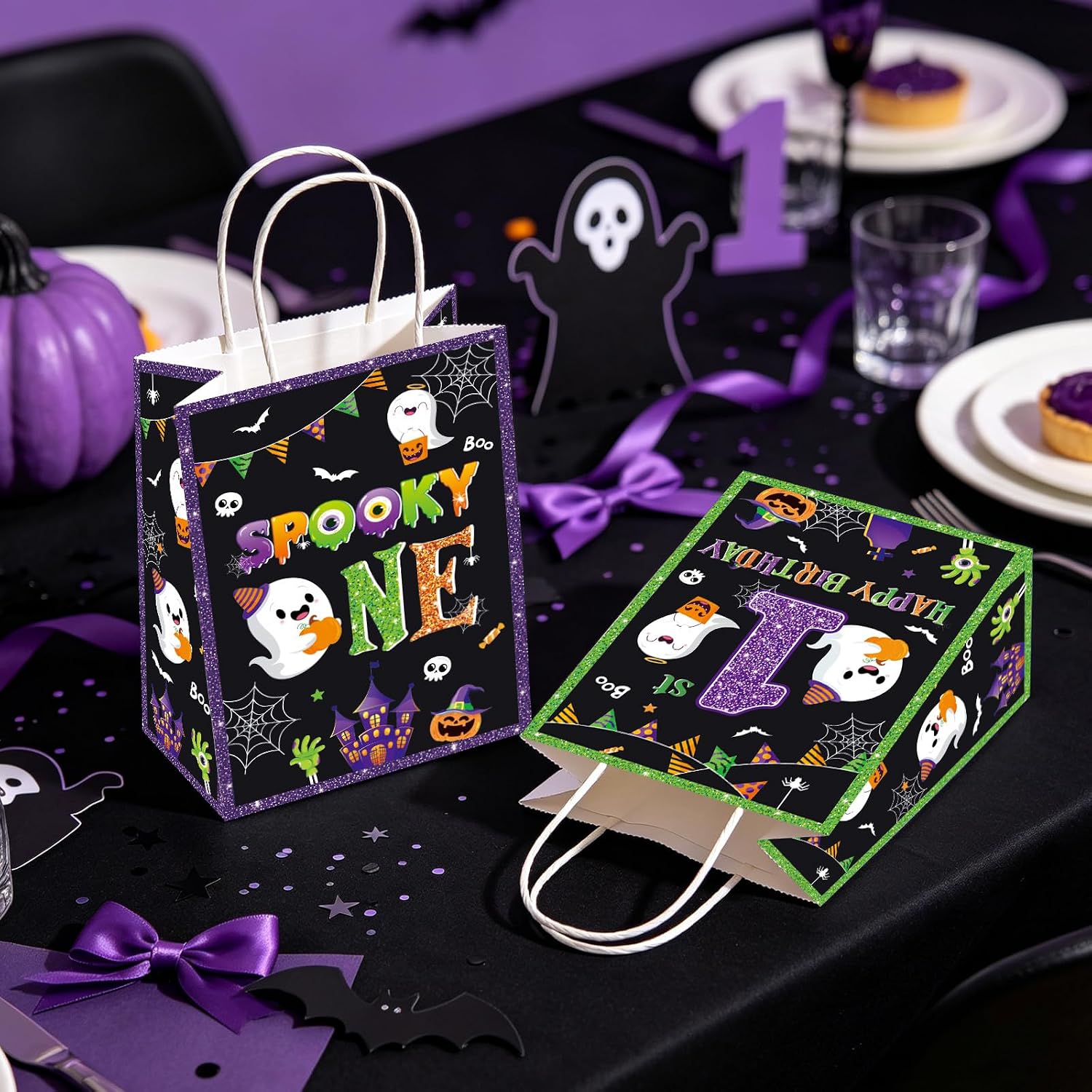16Pcs Spooky One Halloween 1st Birthday Favor Bags - Grencian