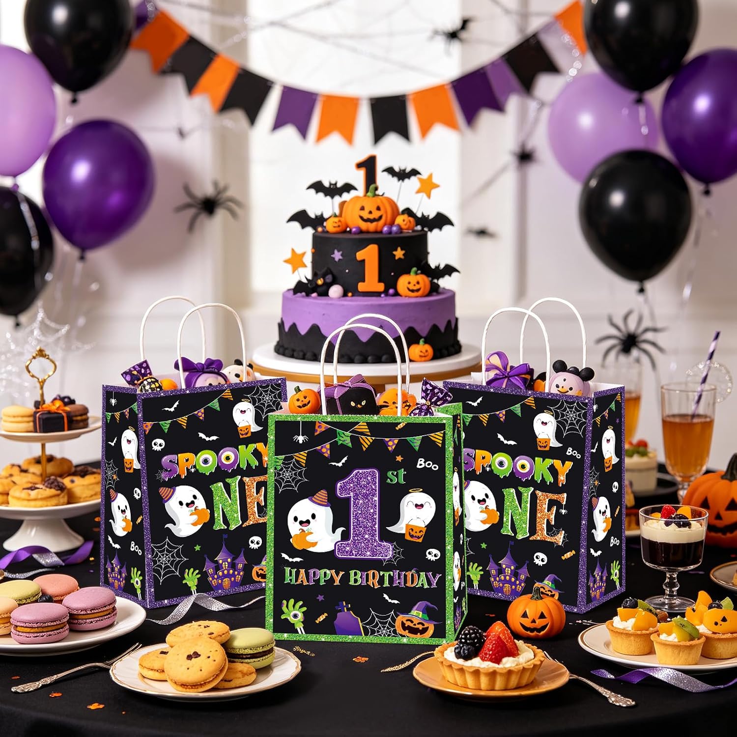 16Pcs Spooky One Halloween 1st Birthday Favor Bags - Grencian