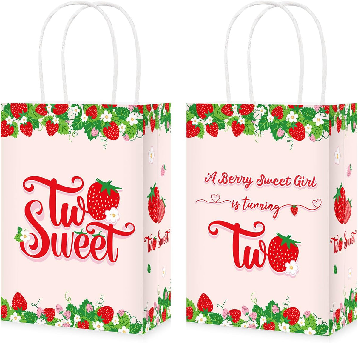 16Pcs Strawberry 2nd Birthday Goodie Bags Two Sweet - Grencian
