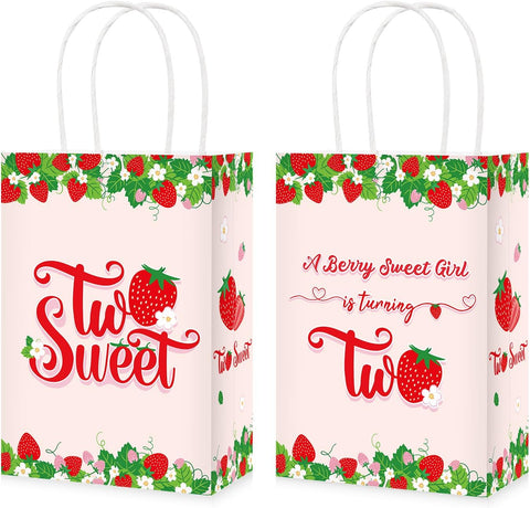16Pcs Strawberry 2nd Birthday Goodie Bags Two Sweet - Grencian