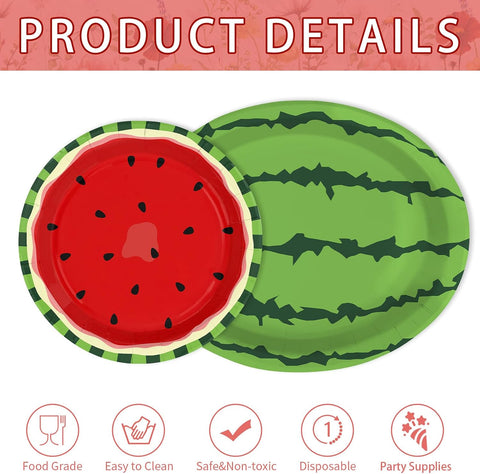 150 Pcs Watermelon Party Plates and Napkins - Grencian