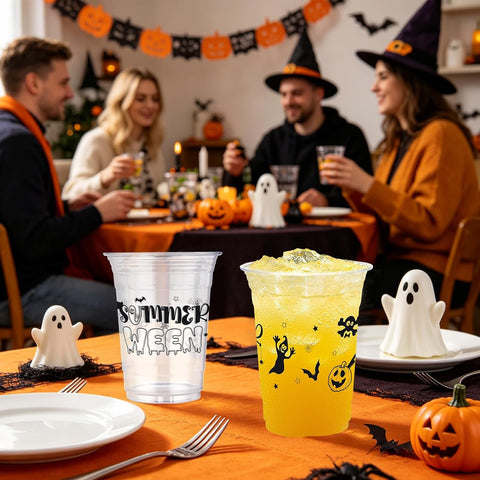 Summer Halloween table using the plastic cups