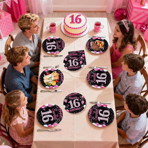 Kids celebrating at the sweet sixteen party table