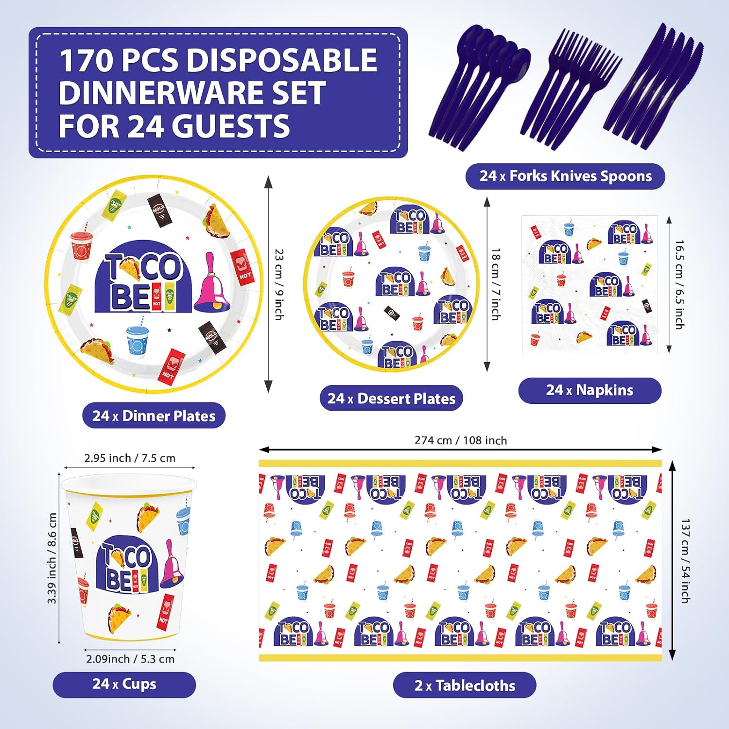 170Pcs Taco Quesadilla Party Supplies Serves 24 - Grencian