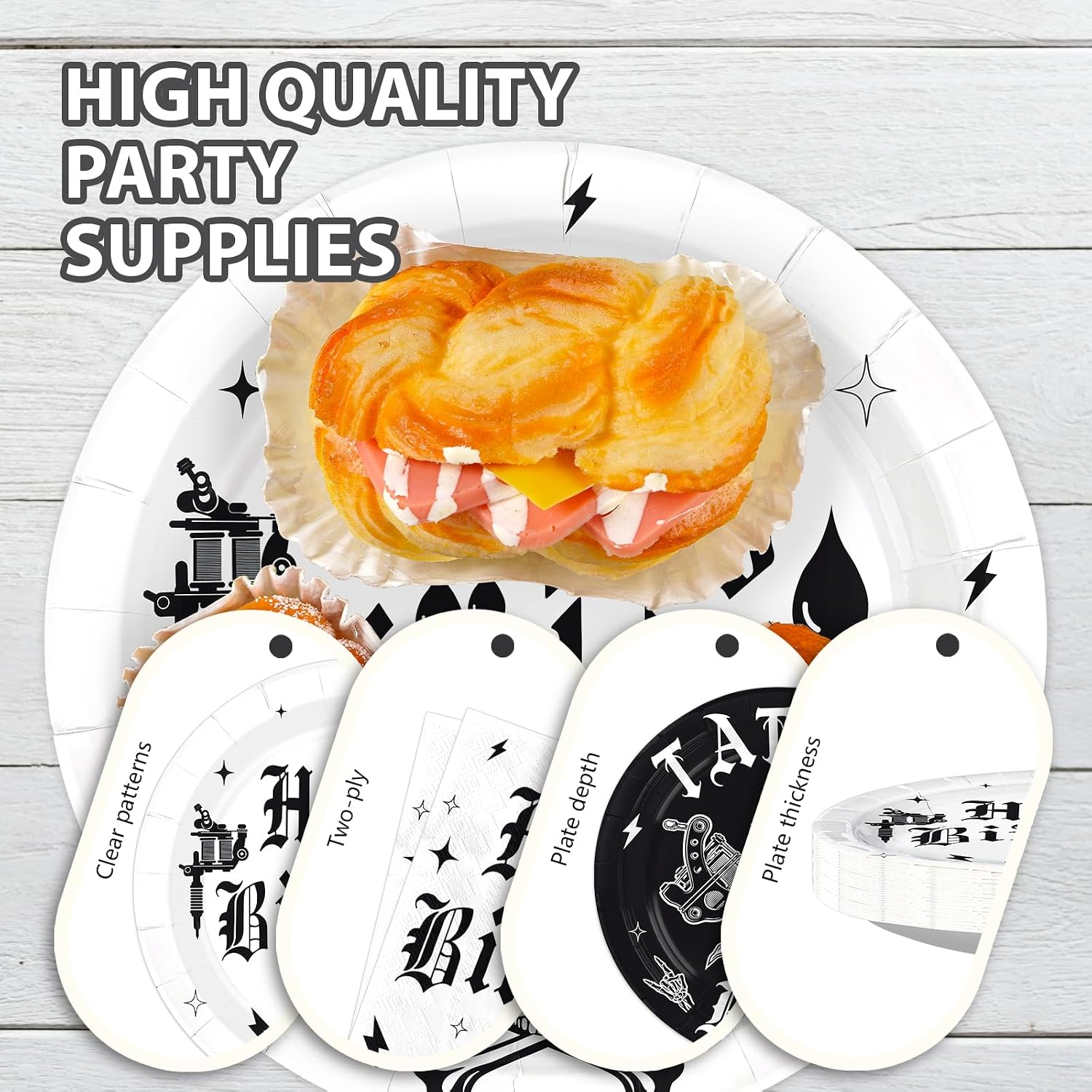 Tattoo bar dinner plate holding party food