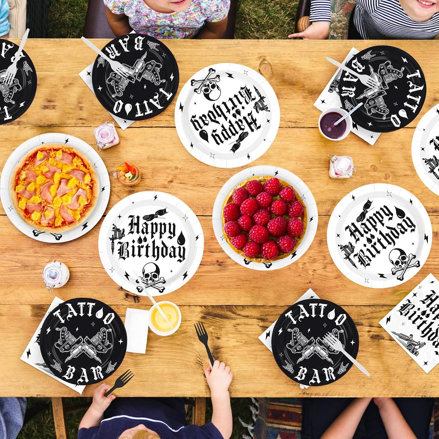 Gothic tattoo table styled with the full 96 piece set