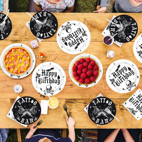 Gothic tattoo table styled with the full 96 piece set