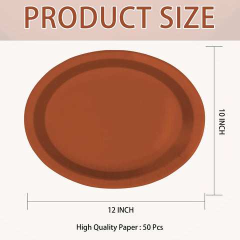 Product size of the 10 x 12 inch terracotta oval paper plates