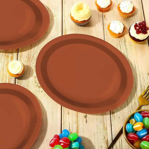 Terracotta oval platters holding party food