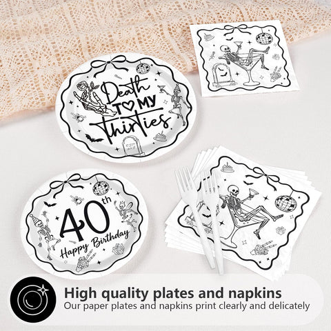 Death to My Thirties napkins with line art design