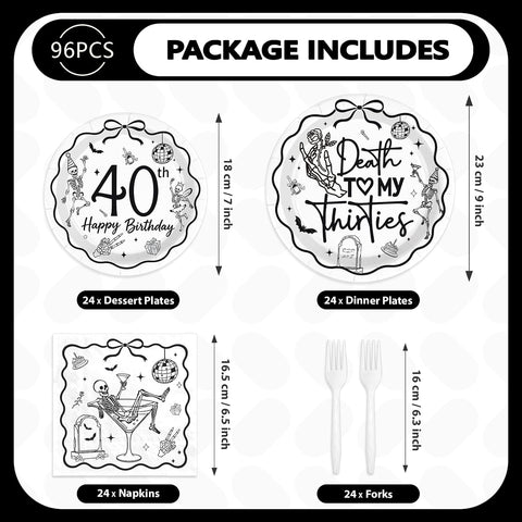 White cutlery included in the gothic birthday set