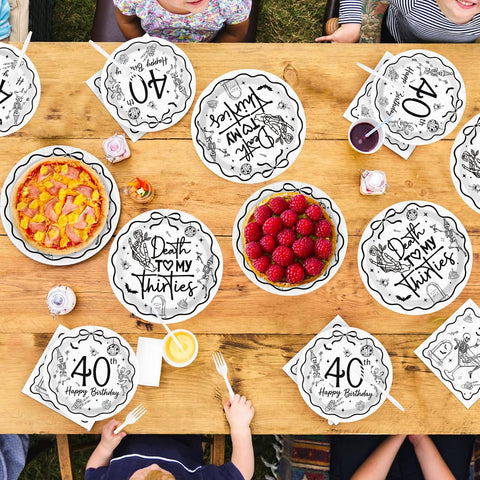 Full table setting with the gothic 40th birthday set