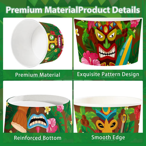 Close-up of Hawaiian tiki paper cup for treats and soup