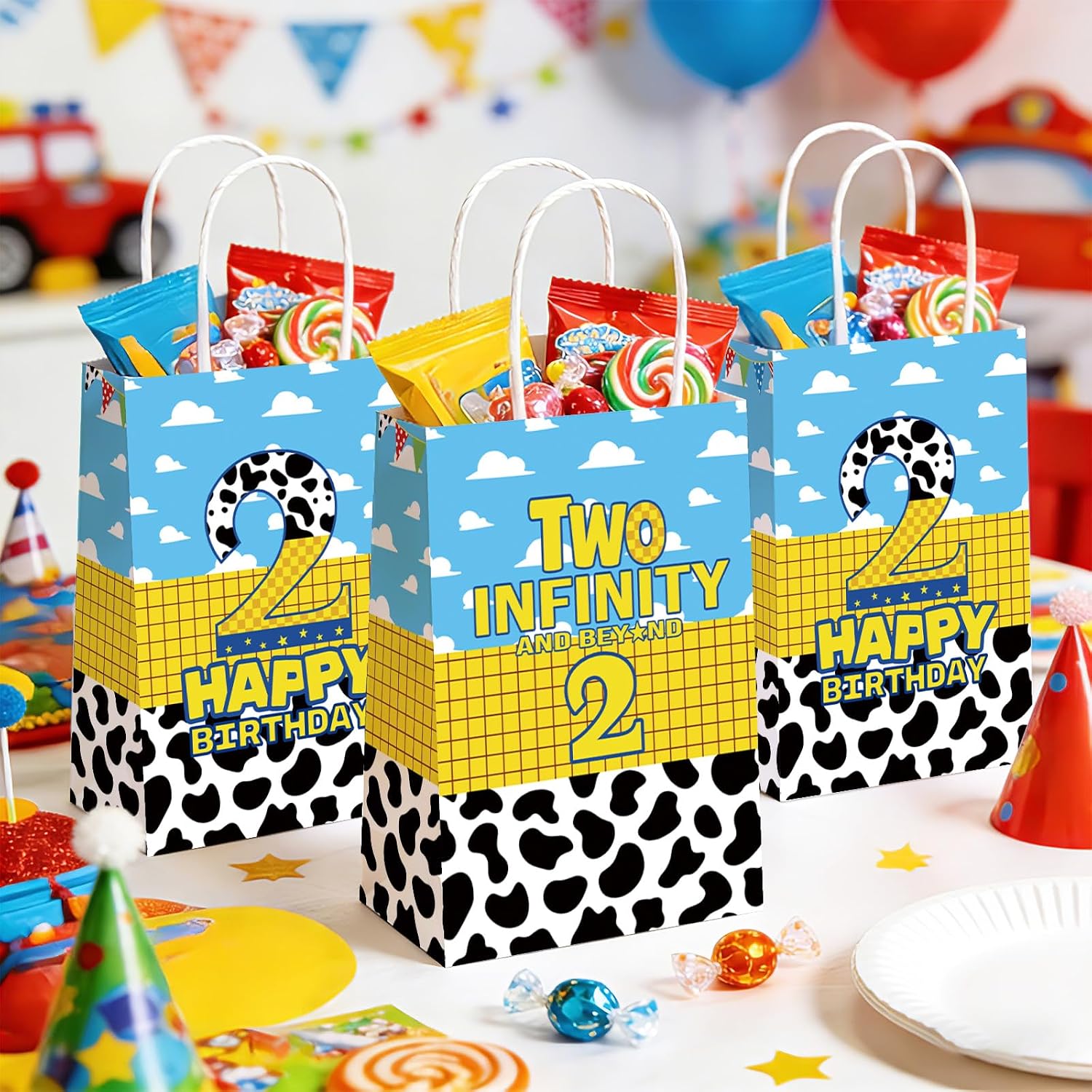16Pcs Toy 2nd Birthday Goodie Bags Cartoon Sky Blue - Grencian