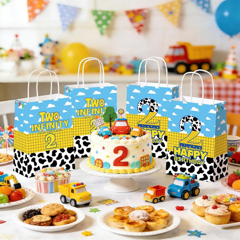 16Pcs Toy 2nd Birthday Goodie Bags Cartoon Sky Blue - Grencian