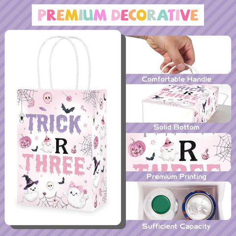16Pcs Halloween 3rd Birthday Trick Or Three Goodie Bags - Grencian